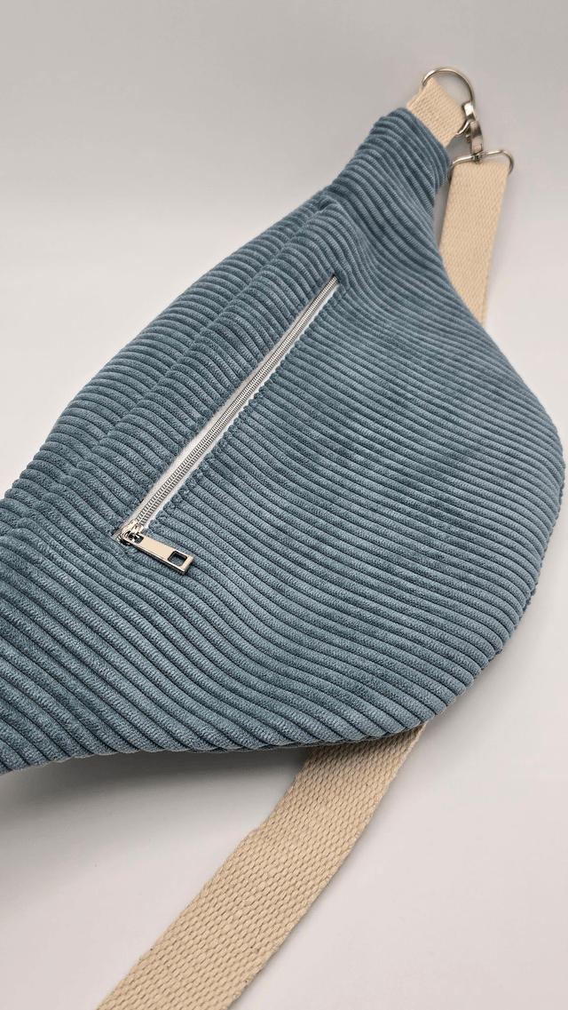 Grand sac banane en velours avec poche extérieure