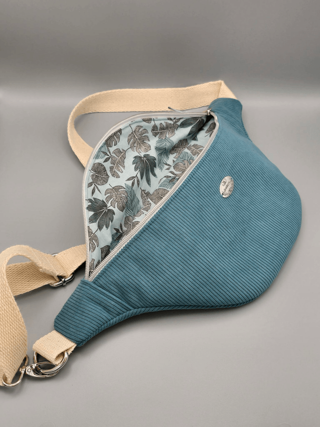 Grand sac banane en velours avec poche extérieure