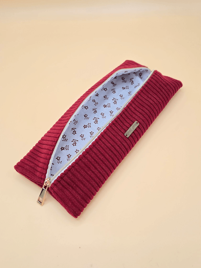 Trousse plate en velours côtelé