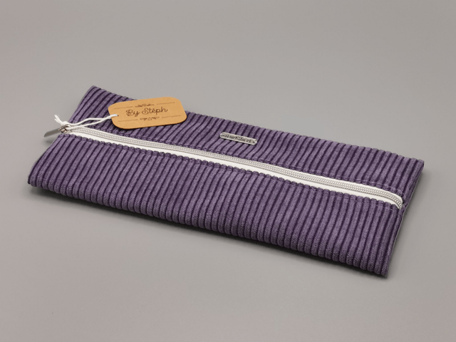 Trousse plate en velours côtelé