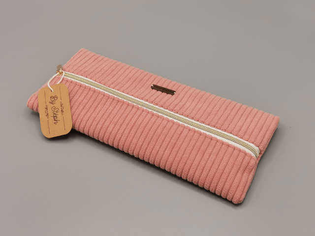 Trousse plate en velours côtelé