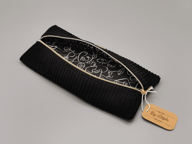 Trousse plate en velours côtelé